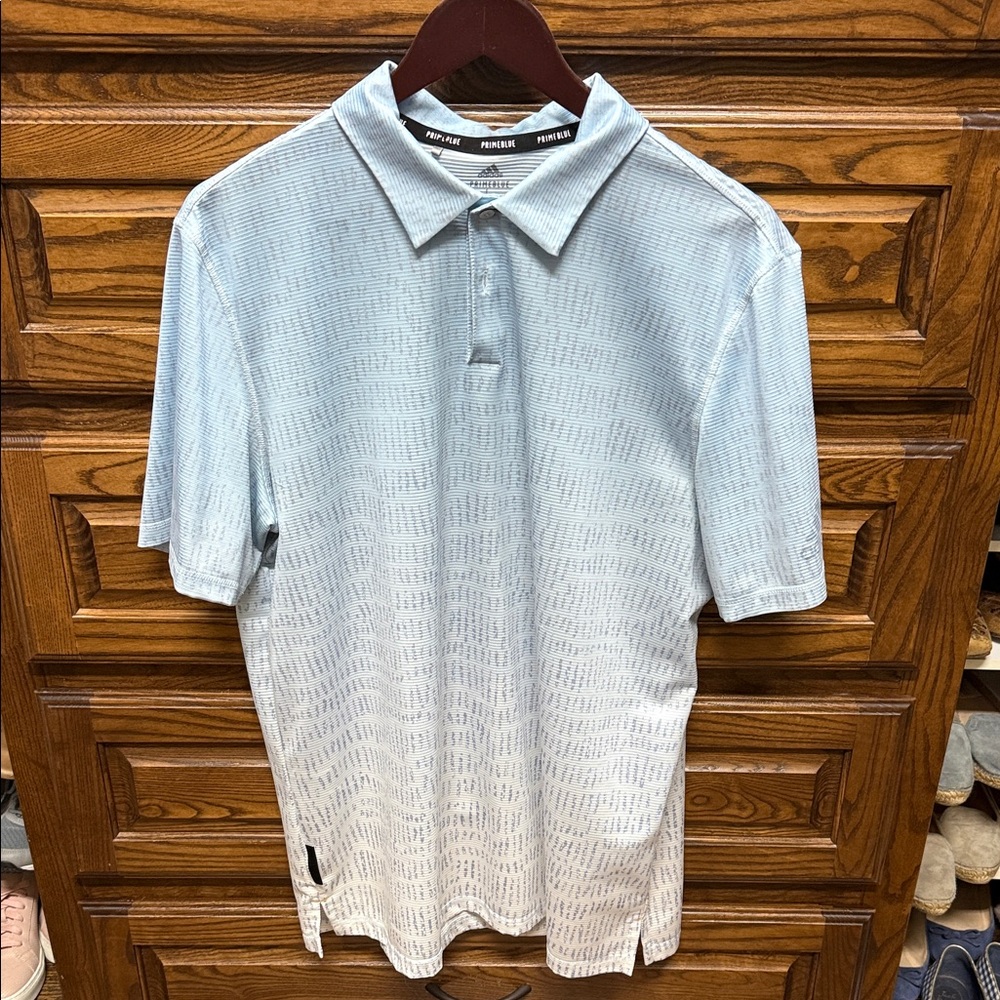 Adidas Prime Blue Light Blue Patterned Polo Shirt
